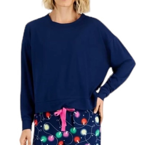 Jenni Long Sleeve Pajama Top Bundle Ribbed Henley Parfait Pink & Navy XS New - Picture 7 of 11